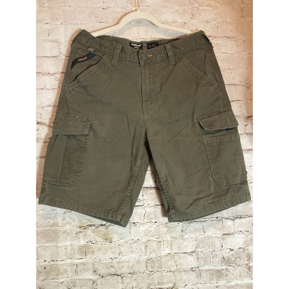 Ariat Rebar M4 Cargo Shorts Mens 32 Olive Green Relaxed Fit Workwear Pockets